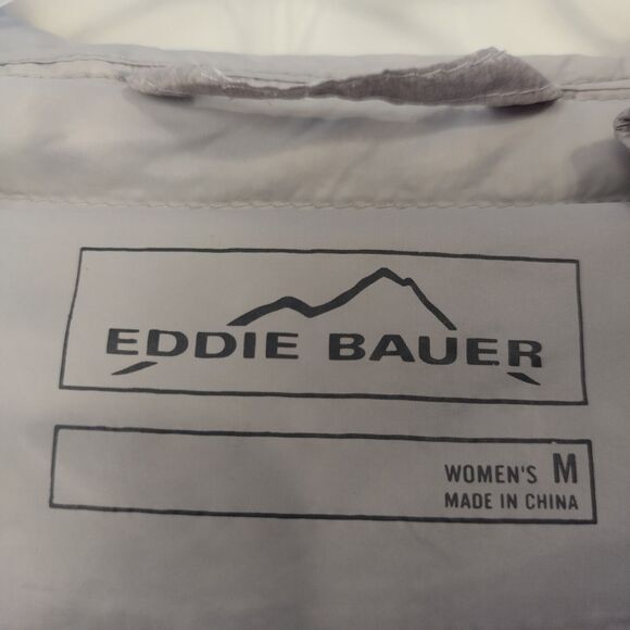 Eddie Bauer Womens Packable Down Winter Coat M Beige Hooded Puffer Parka - Picture 3 of 10